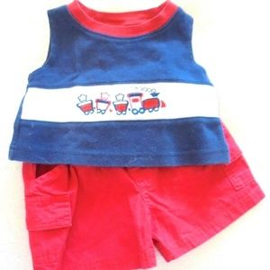 Baby Connection 0-3 Mo. Choo Choo Train Top/Shorts